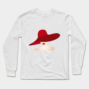 Portrait of the lady with the red hat Long Sleeve T-Shirt